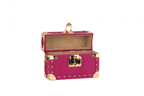 Glam Pink Crocodile Mini Trunk Handbag Paoli